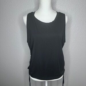 Black Side-Tie Scoop Neck Tank Top